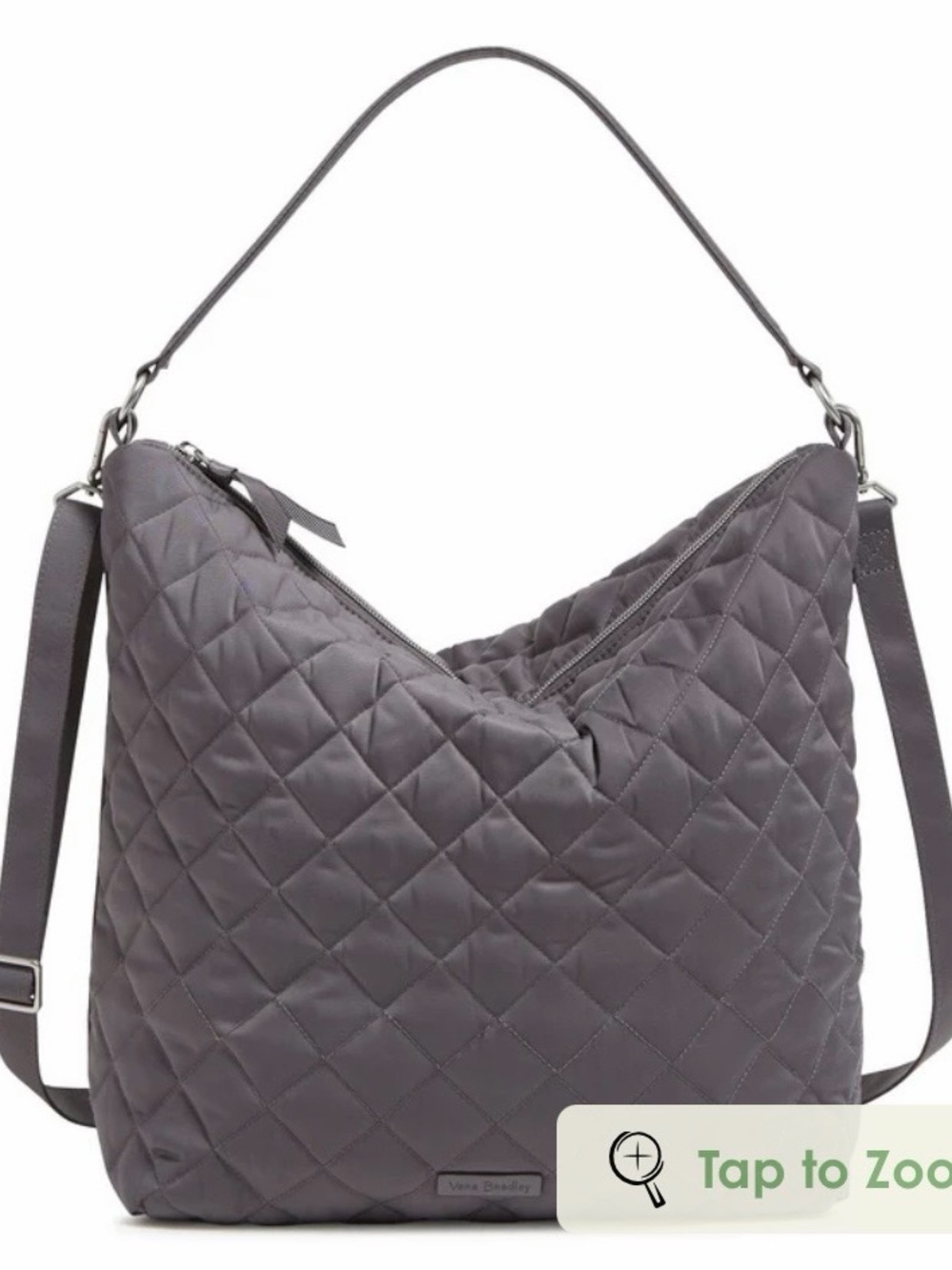 Vera Bradley Quilted Hobo Shoulder Bag in Charcoal Gray